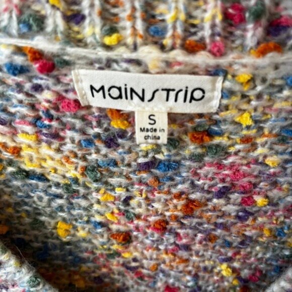 Main Strip Multi Color Confetti V Neck Chunky Boxy Long Sleeve Sweater Small - Picture 4 of 13